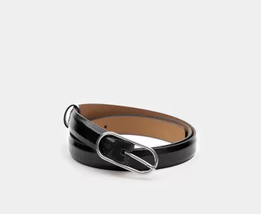 

УЗКИЙ РЕМЕНЬ С ОВАЛЬНОЙ ПРЯЖКОЙ, Черный, Ремень