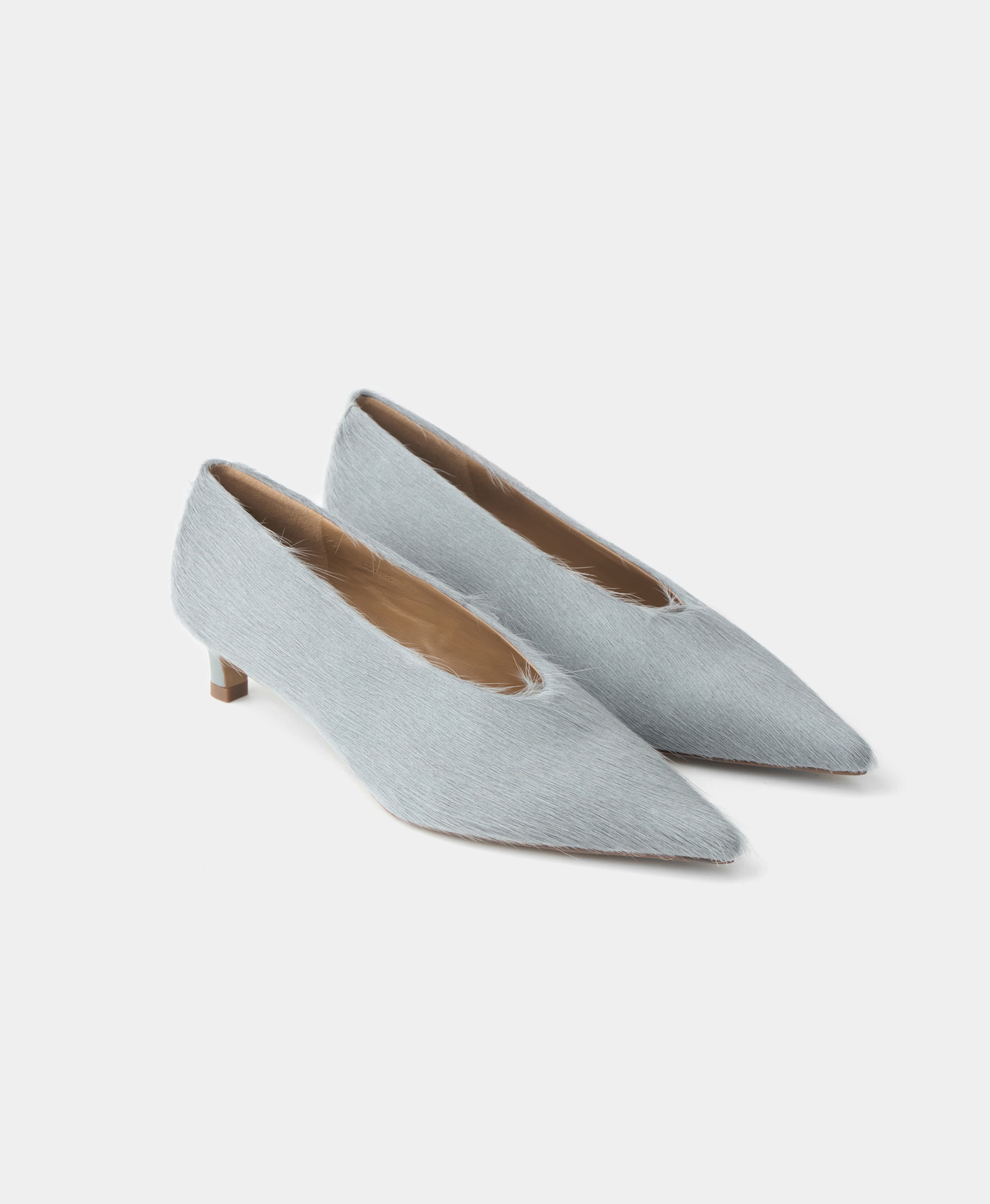 Лодочки из меха. Цвет: dusty sky. Вид 8