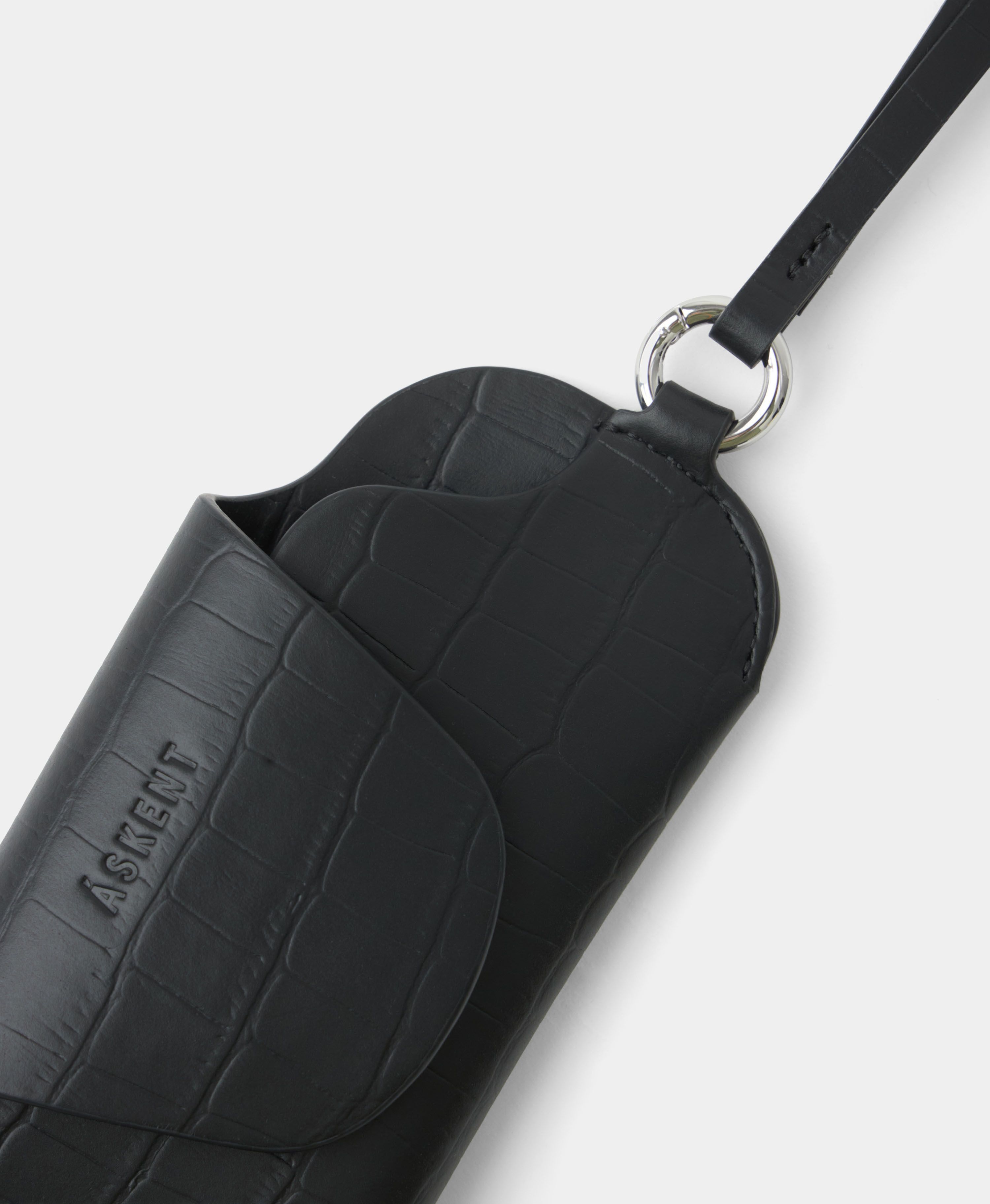 Футляр для очков. Цвет: black croco. Вид 3