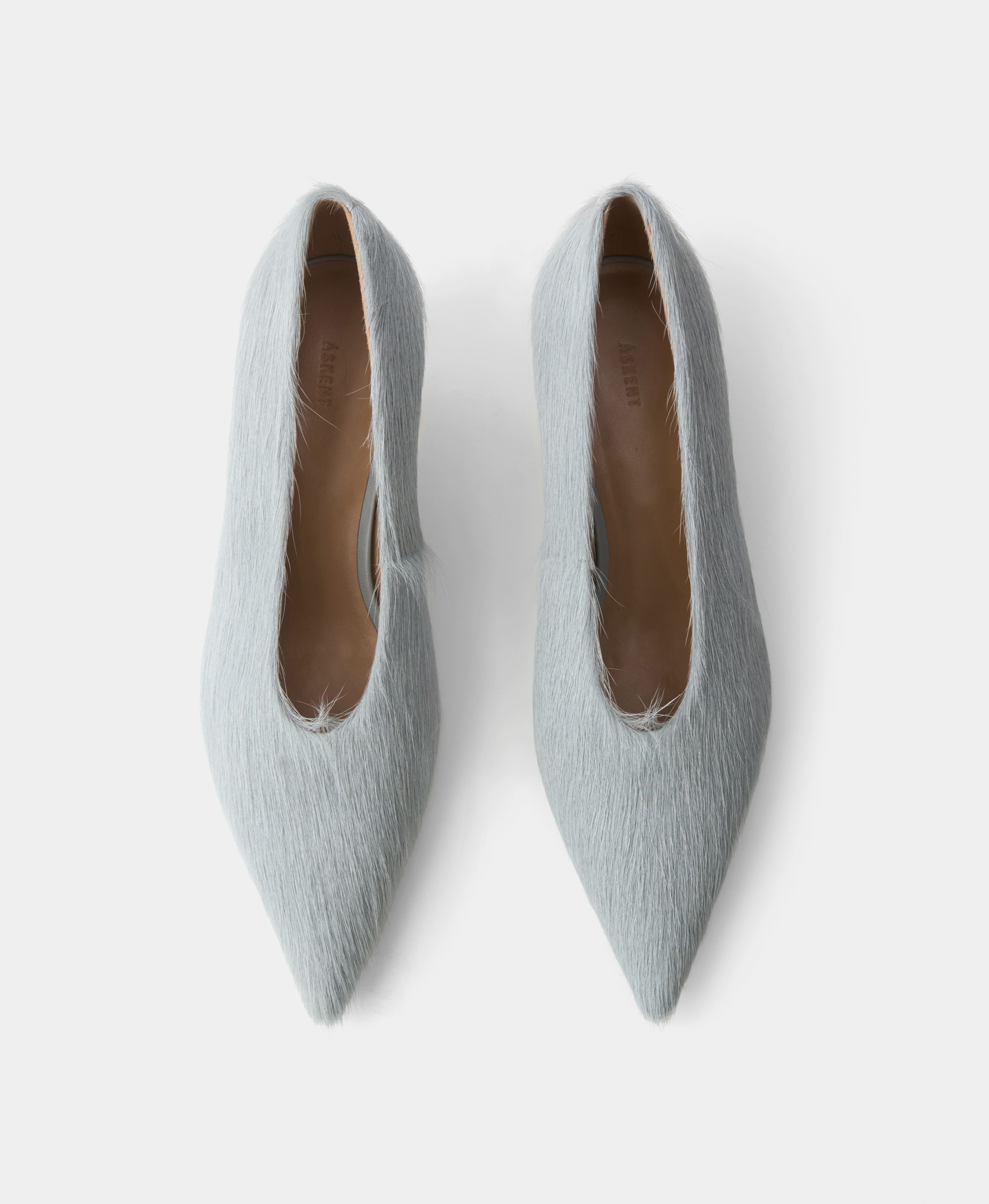 Лодочки из меха. Цвет: dusty sky. Вид 4