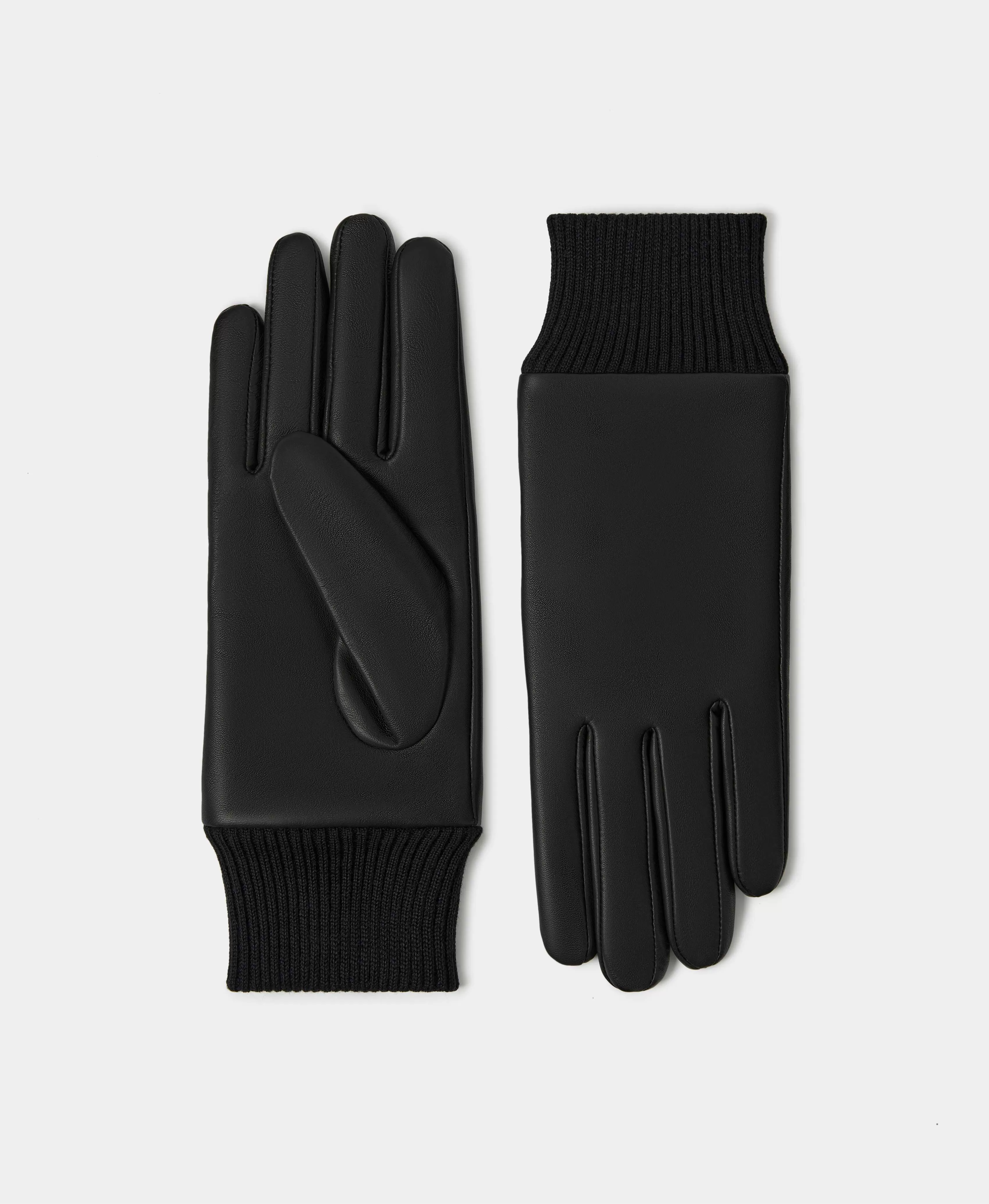 ПЕРЧАТКИ С ТЕКСТИЛЬНОЙ МАНЖЕТОЙ. Цвет: black. Вид 1