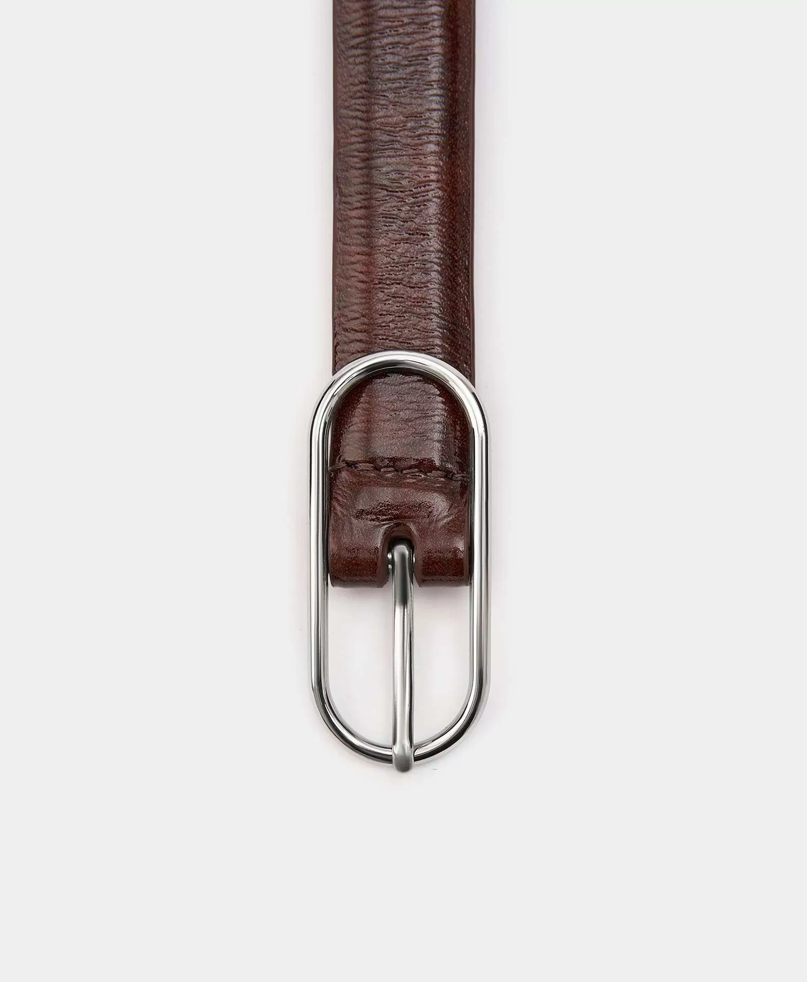 Узкий ремень с овальной пряжкой. Цвет: polished redwood. Вид 3