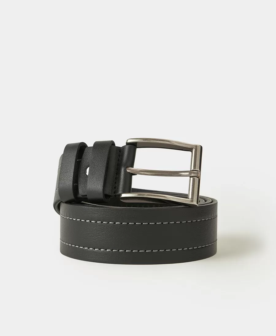 Ремень с двойной контрастной строчкой. Вид 1